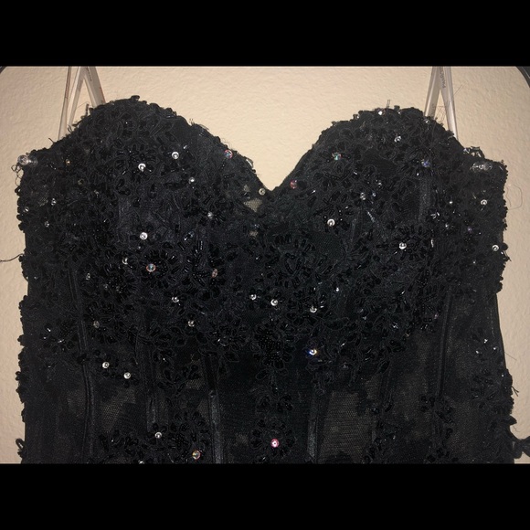 Tony Bowls - Black Sequenced Strapless Gown - Picture 8 of 8